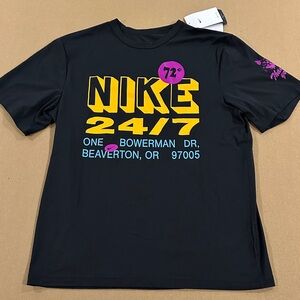 Brand New Nike Black Tee with Bold Yellow and Pink Graphics Multiple Sizes A2